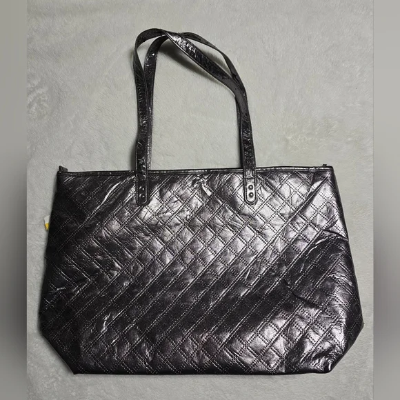 Bath & Body Works Bag Tote Silver Chrome Shoulder Handbag Purse Quilted Look - Picture 6 of 10